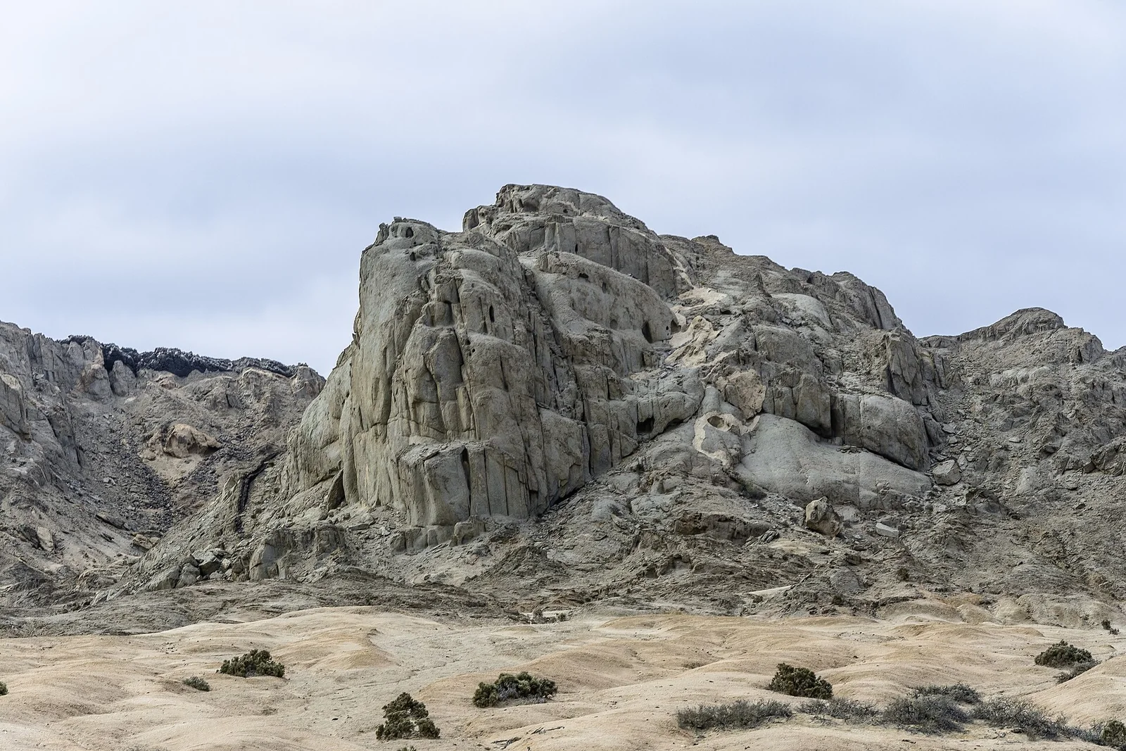 Eroded pale rock formations in Namibia's Moon Landscape